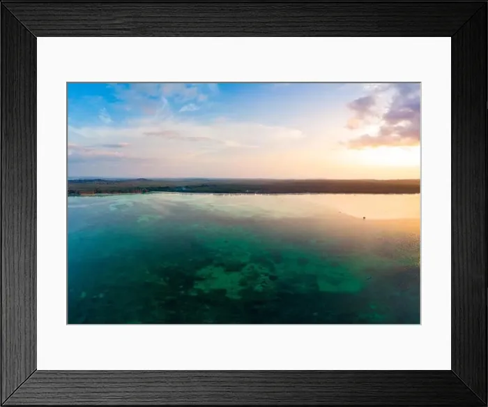 Framed Print : Aerial view tropical beach island reef caribbean sea dramatic sky at sunset sunrise Framed Print : Aerial view tropical beach island reef caribbean sea dramatic sky at sunset sunrise
