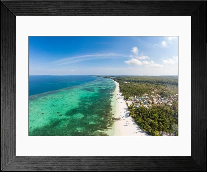 Framed Print : Aerial view tropical beach island reef caribbean sea Framed Print : Aerial view tropical beach island reef caribbean sea