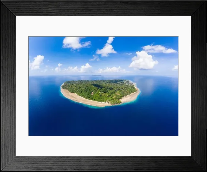 Framed Print : Aerial view tropical beach island reef caribbean sea Framed Print : Aerial view tropical beach island reef caribbean sea
