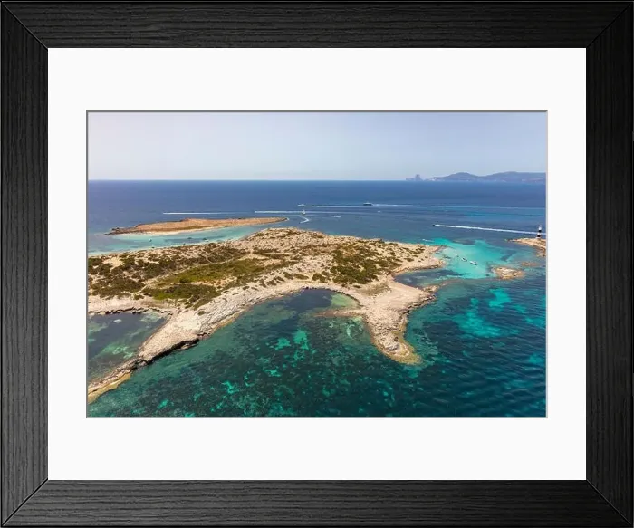 Framed Print : formentera, beautiful sea of baleares islands, aerial view Framed Print : formentera, beautiful sea of baleares islands, aerial view