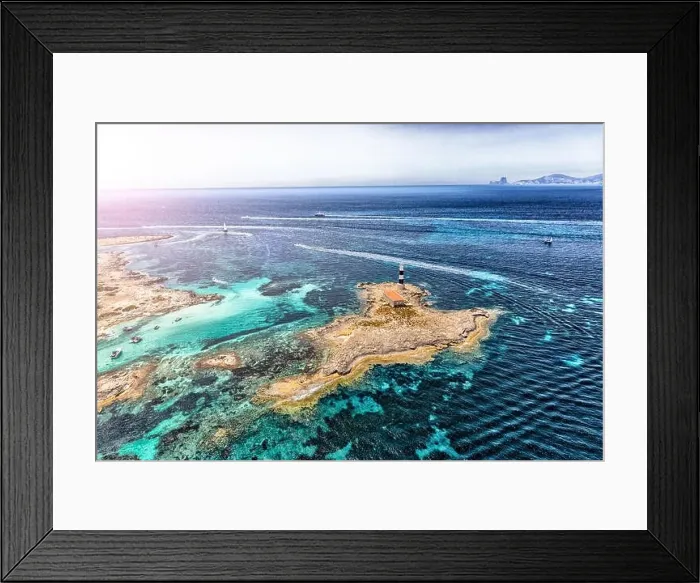 Framed Print : formentera, beautiful sea of baleares islands, aerial view Framed Print : formentera, beautiful sea of baleares islands, aerial view