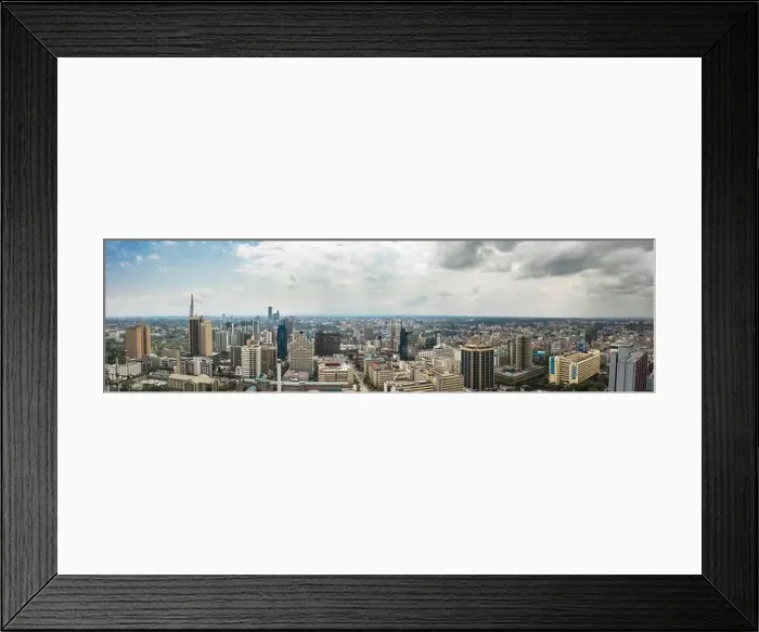 Framed Print : Aerial 180 degree panorama of the downtown government and financial district in Nairobi, Kenya Framed Print : Aerial 180 degree panorama of the downtown government and financial district in Nairobi, Kenya