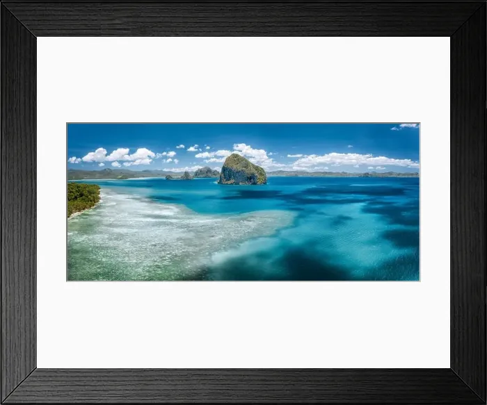 Framed Print : Aerial view of amazing tropical sea water colors near in El Nido, Palawan, Philippines Framed Print : Aerial view of amazing tropical sea water colors near in El Nido, Palawan, Philippines
