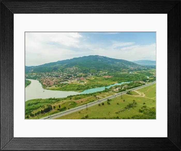 Framed Print : Sights of Georgia. Jvari monastery. River View. Selective focus nature Framed Print : Sights of Georgia. Jvari monastery. River View. Selective focus nature