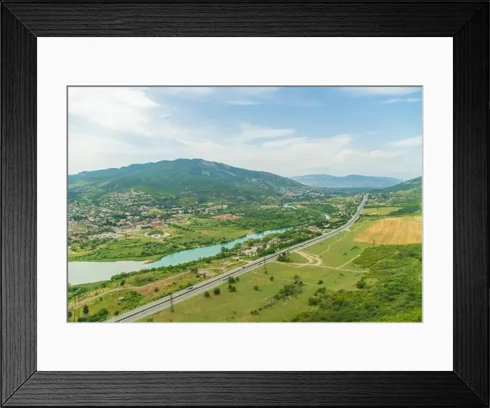 Framed Print : Sights of Georgia. Jvari monastery. River View. Selective focus nature Framed Print : Sights of Georgia. Jvari monastery. River View. Selective focus nature