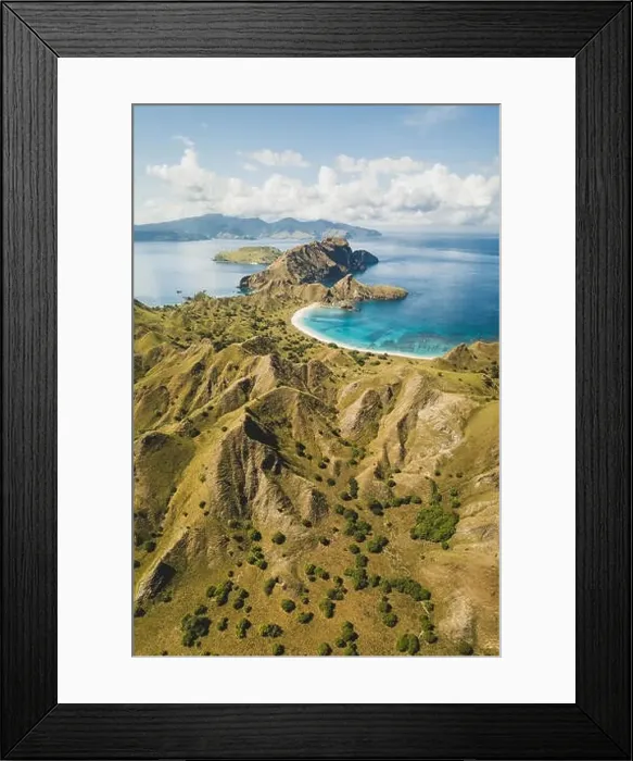 Framed Print : Aerial vertical view of Padar island in Komodo National Park Framed Print : Aerial vertical view of Padar island in Komodo National Park