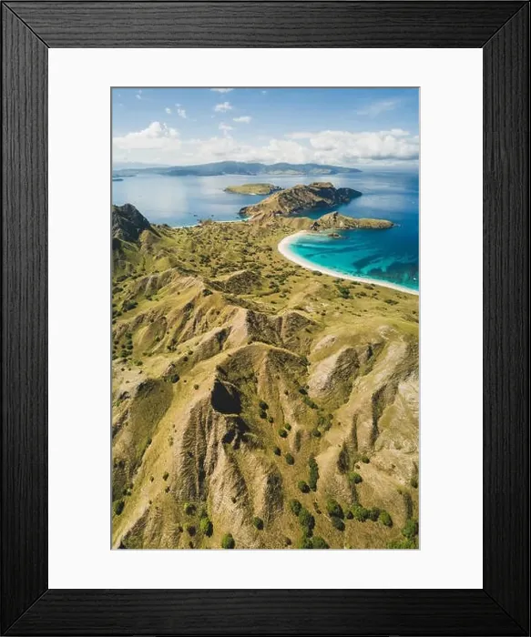 Framed Print : Aerial vertical view of Padar island in Komodo National Park Framed Print : Aerial vertical view of Padar island in Komodo National Park