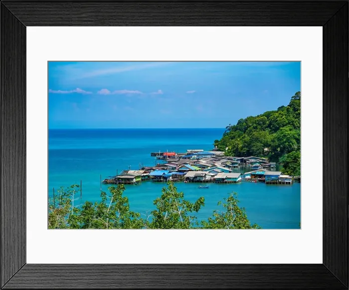 Framed Print : Fisherman village from the bird eye view at Koh Kood, Southeast of Thailand