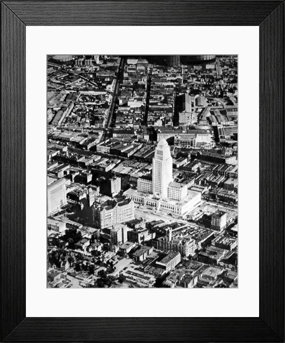 Framed Print : Los Angeles City Hall from the air, USA Framed Print : Los Angeles City Hall from the air, USA