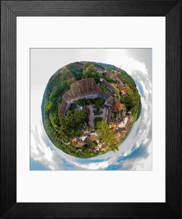 Framed Print : Little planet spherical view of little village Andlau, Alsace, France Framed Print : Little planet spherical view of little village Andlau, Alsace, France