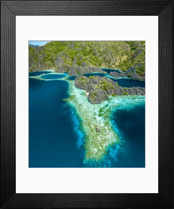 Framed Print : Aerial view of beautiful lagoons and limestone cliffs of Coron, Palawan, Philippines Framed Print : Aerial view of beautiful lagoons and limestone cliffs of Coron, Palawan, Philippines