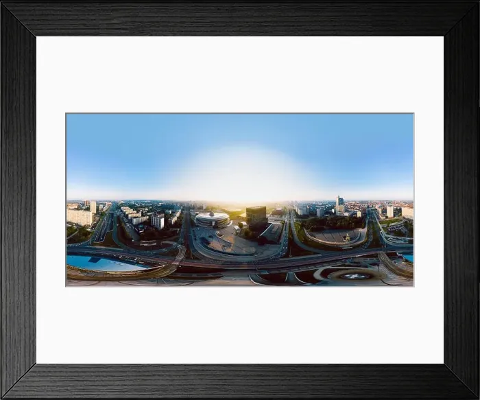 Framed Print : Spherical panorama of sunrise over Katowice. Full 360 degree spherical image Framed Print : Spherical panorama of sunrise over Katowice. Full 360 degree spherical image