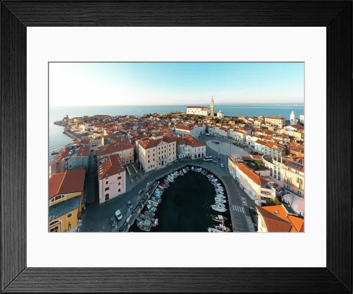 Framed Print : Aerial panorama of beautiful Slovenian city of Piran Framed Print : Aerial panorama of beautiful Slovenian city of Piran