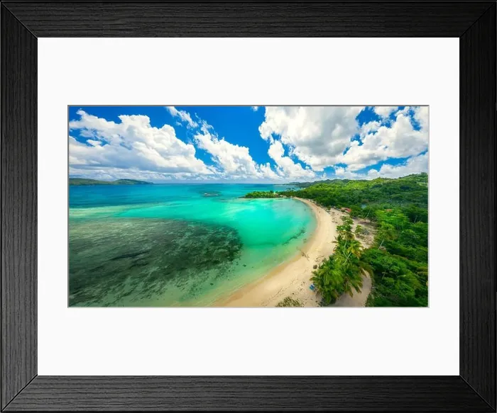 Framed Print : Drone shot of tropical beach.Samana peninsula, Playa Rincon beach, Dominican Republic Framed Print : Drone shot of tropical beach.Samana peninsula, Playa Rincon beach, Dominican Republic