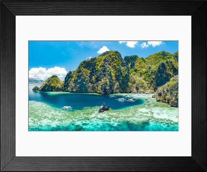 Framed Print : Aerial view of beautiful lagoons and limestone cliffs of Coron, Palawan, Philippines Framed Print : Aerial view of beautiful lagoons and limestone cliffs of Coron, Palawan, Philippines