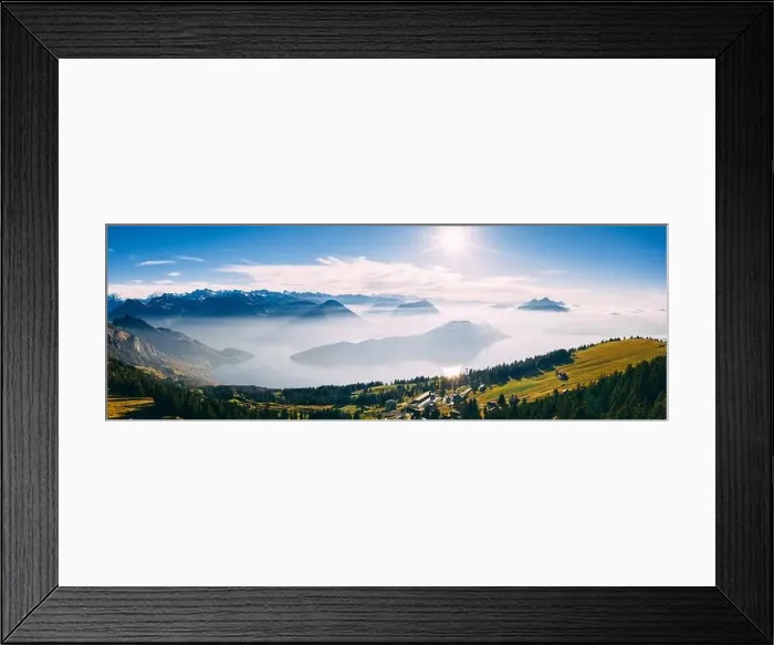 Framed Print : panoramic drone view over snow covered mountains during autumn Framed Print : panoramic drone view over snow covered mountains during autumn
