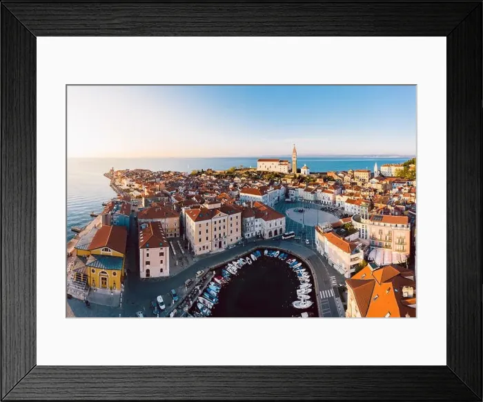 Framed Print : Aerial panorama of beautiful Slovenian city of Piran Framed Print : Aerial panorama of beautiful Slovenian city of Piran