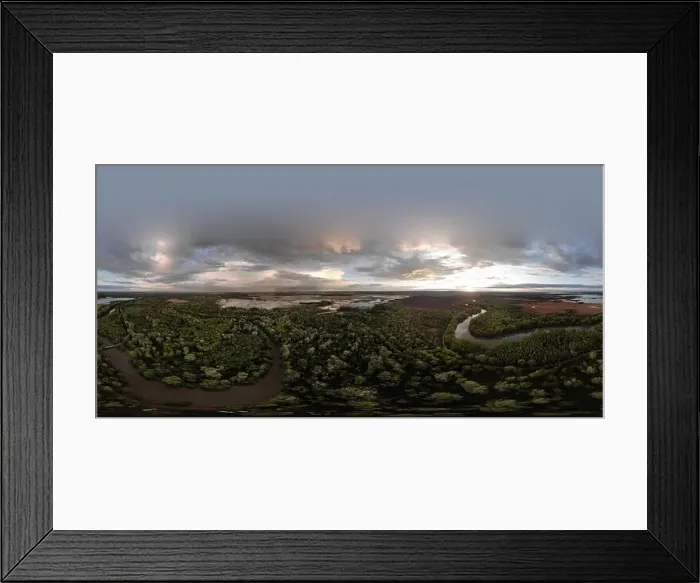 Framed Print : Sunset River Aerial Landscape Cinematic Drone Footage Framed Print : Sunset River Aerial Landscape Cinematic Drone Footage