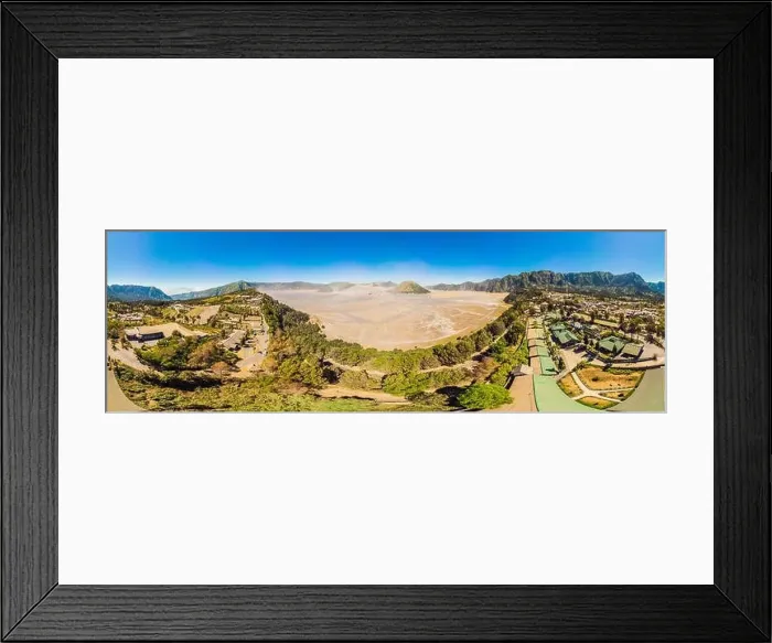 Framed Print : Panoramic Aerial shot of the Bromo volcano and Batok volcano at the Bromo Tengger Semeru National Park on Java Island