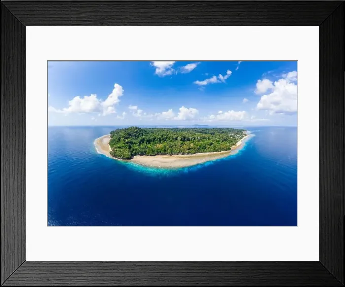 Framed Print : Aerial view tropical beach island reef caribbean sea Framed Print : Aerial view tropical beach island reef caribbean sea