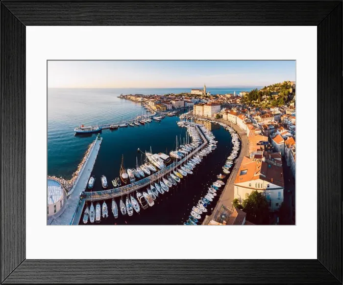 Framed Print : Aerial panorama of beautiful Slovenian city of Piran Framed Print : Aerial panorama of beautiful Slovenian city of Piran