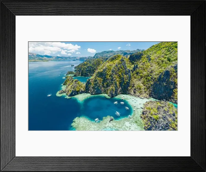 Framed Print : Aerial view of beautiful lagoons and limestone cliffs of Coron, Palawan, Philippines Framed Print : Aerial view of beautiful lagoons and limestone cliffs of Coron, Palawan, Philippines