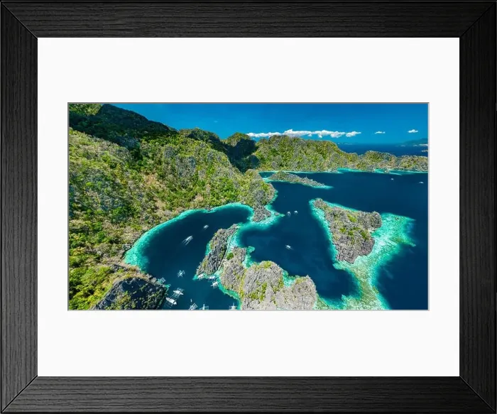 Framed Print : Aerial view of beautiful lagoons and limestone cliffs of Coron, Palawan, Philippines Framed Print : Aerial view of beautiful lagoons and limestone cliffs of Coron, Palawan, Philippines