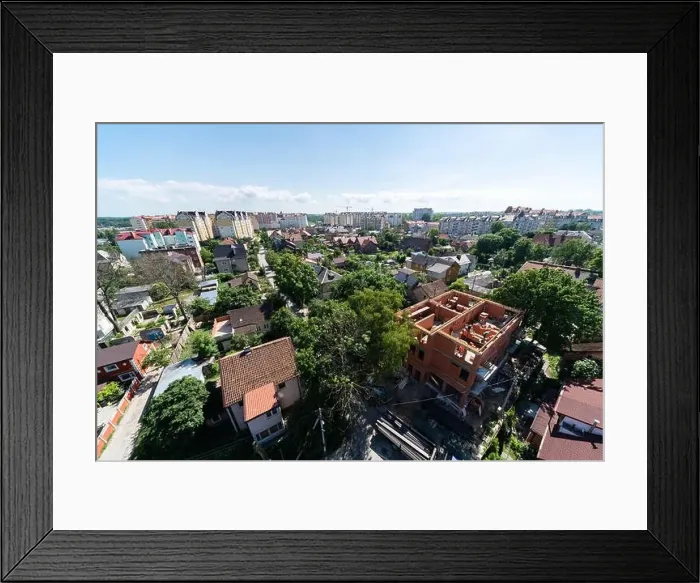Framed Print : New resort town on seashore, aerial view. Beautiful sunny cityscape from roof. Construction of resort village Framed Print : New resort town on seashore, aerial view. Beautiful sunny cityscape from roof. Construction of resort village
