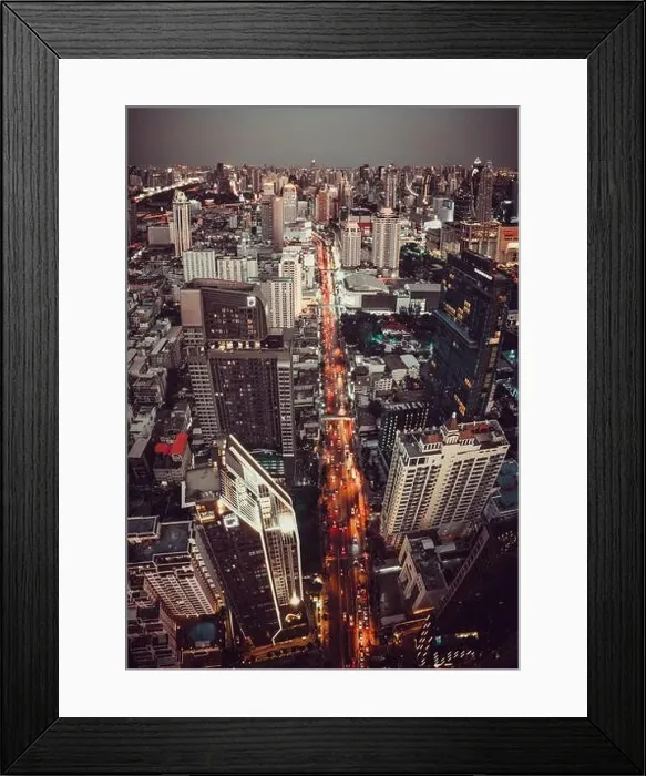 Framed Print : Siam and Rachathewi views from above by night in Bangkok Thailand Framed Print : Siam and Rachathewi views from above by night in Bangkok Thailand