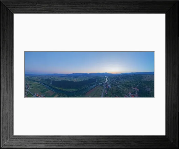 Framed Print : Aerial view of the sunset at river Cetina, Croatia Framed Print : Aerial view of the sunset at river Cetina, Croatia