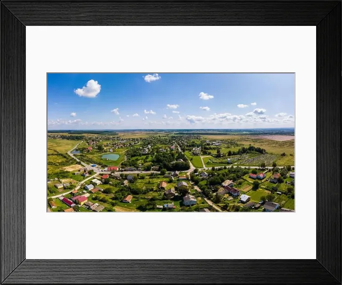 Framed Print : Aerial drone view of traditional Ukrainian village. Countryside it the west of Ukraine Framed Print : Aerial drone view of traditional Ukrainian village. Countryside it the west of Ukraine