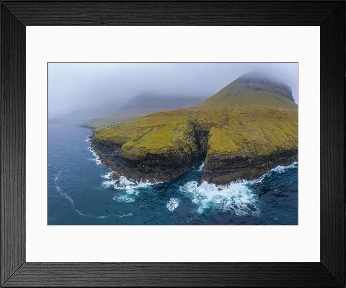Framed Print : Atlantic ocean sea waves in Bordoy cliffs, Faroe Islands Framed Print : Atlantic ocean sea waves in Bordoy cliffs, Faroe Islands