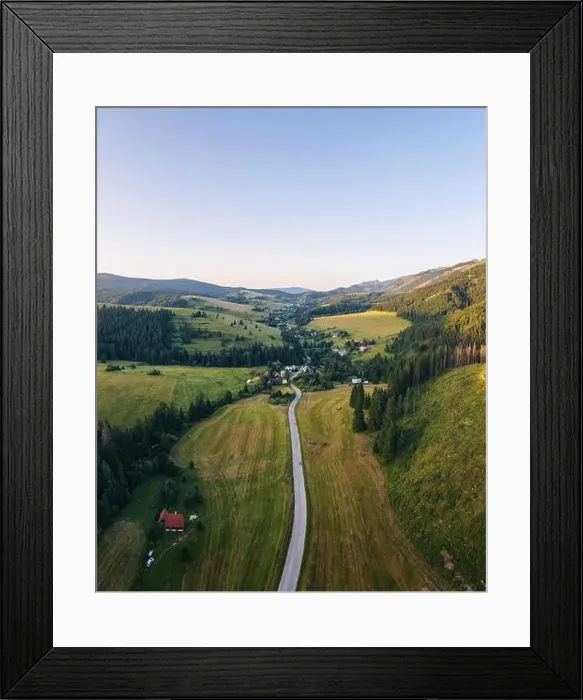 Framed Print : Road going through forests and villages of the Liptov region in Slovakia Framed Print : Road going through forests and villages of the Liptov region in Slovakia