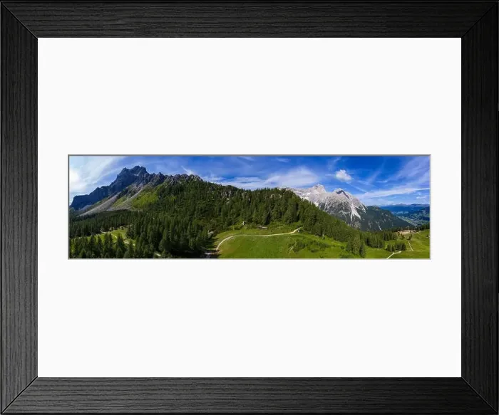 Framed Print : Panoramic view of the Dolomites, Sextener Rotwand. Drone photography Framed Print : Panoramic view of the Dolomites, Sextener Rotwand. Drone photography