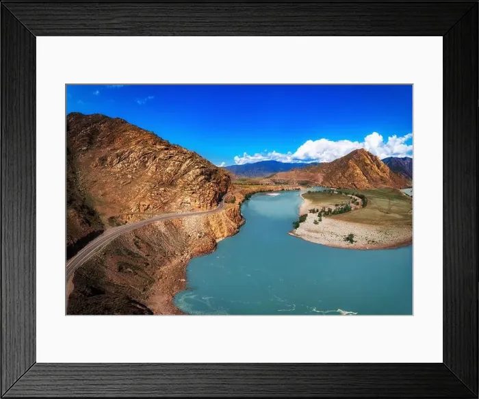 Framed Print : Chuysky trakt road and Katun river in the Altai mountains Framed Print : Chuysky trakt road and Katun river in the Altai mountains