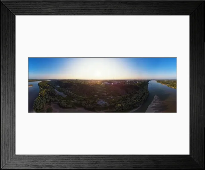 Framed Print : Panorama 360 of summer roads and river in Barnaul city, Altai, Russia. Aerial drone picture Framed Print : Panorama 360 of summer roads and river in Barnaul city, Altai, Russia. Aerial drone picture