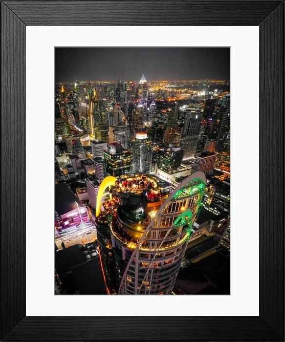 Framed Print : Siam and Rachathewi views from above by night in Bangkok Thailand Framed Print : Siam and Rachathewi views from above by night in Bangkok Thailand