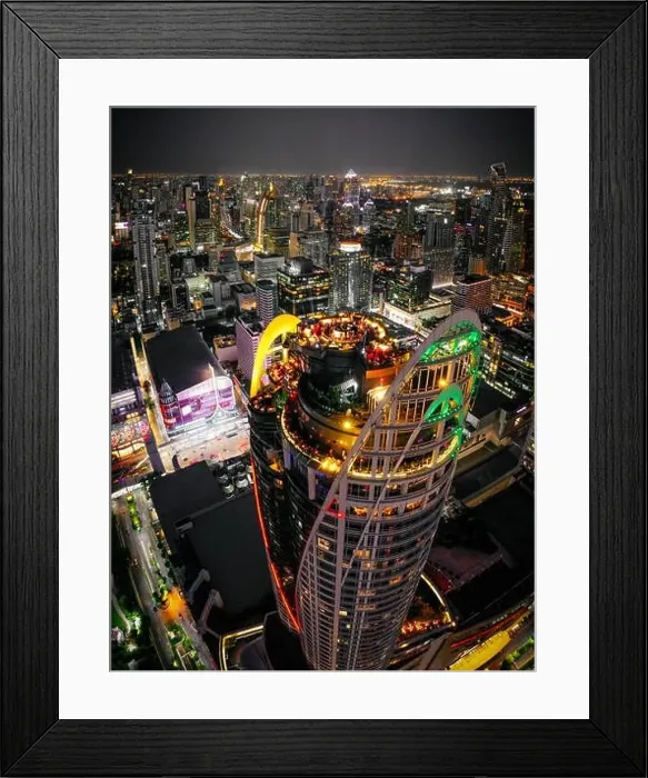 Framed Print : Siam and Rachathewi views from above by night in Bangkok Thailand Framed Print : Siam and Rachathewi views from above by night in Bangkok Thailand