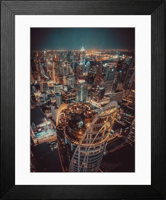 Framed Print : Siam and Rachathewi views from above by night in Bangkok Thailand Framed Print : Siam and Rachathewi views from above by night in Bangkok Thailand