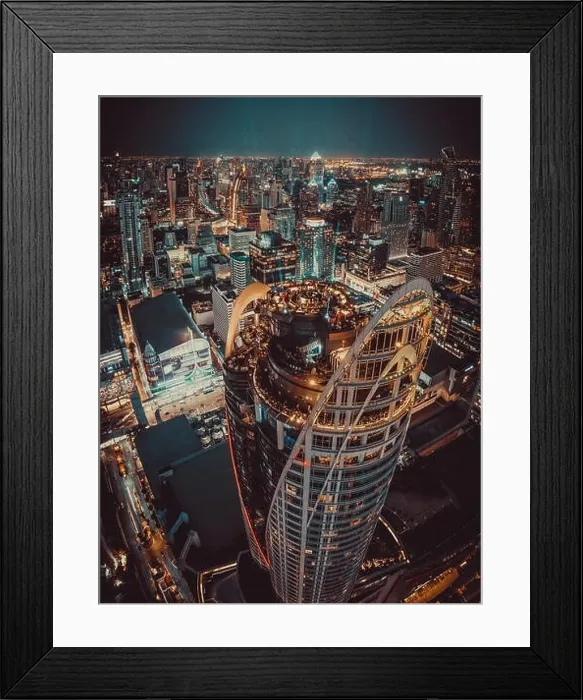 Framed Print : Siam and Rachathewi views from above by night in Bangkok Thailand Framed Print : Siam and Rachathewi views from above by night in Bangkok Thailand