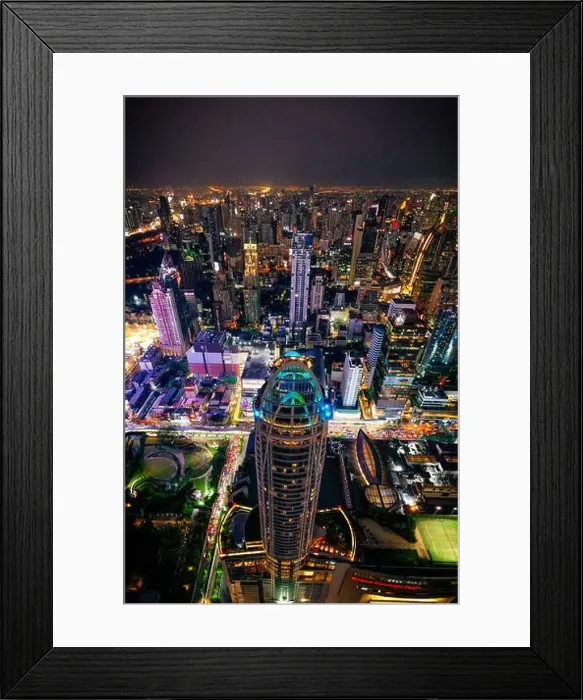 Framed Print : Siam and Rachathewi views from above by night in Bangkok Thailand Framed Print : Siam and Rachathewi views from above by night in Bangkok Thailand