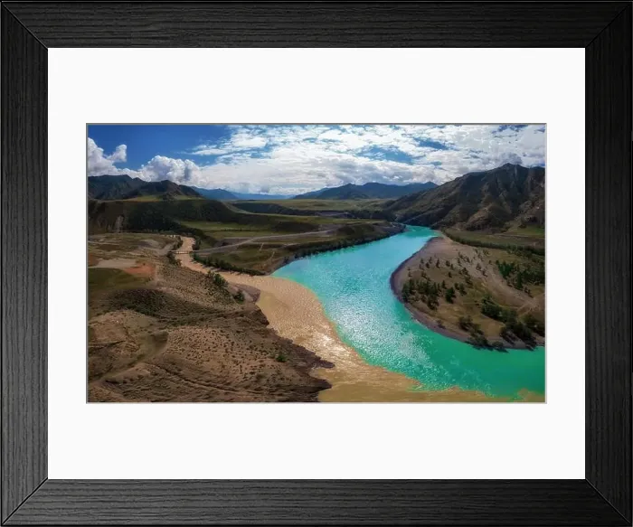 Framed Print : The confluence of two rivers, Katun and Chuya Framed Print : The confluence of two rivers, Katun and Chuya