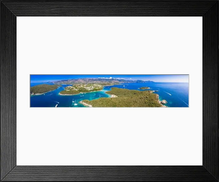 Framed Print : Aerial view of iconic paradise sandy beaches with turquoise sea in complex islands of Agios Nikolaos Framed Print : Aerial view of iconic paradise sandy beaches with turquoise sea in complex islands of Agios Nikolaos