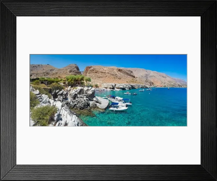 Framed Print : Marmara beach at the end of Aradena gorge and coastline alongside e4 trail at south-west coast of Crete island, Greece Framed Print : Marmara beach at the end of Aradena gorge and coastline alongside e4 trail at south-west coast of Crete island, Greece