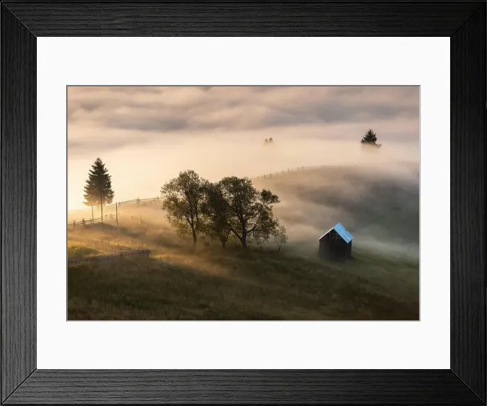 Framed Print : Summer landscape of the mountain village in Bucovina Framed Print : Summer landscape of the mountain village in Bucovina