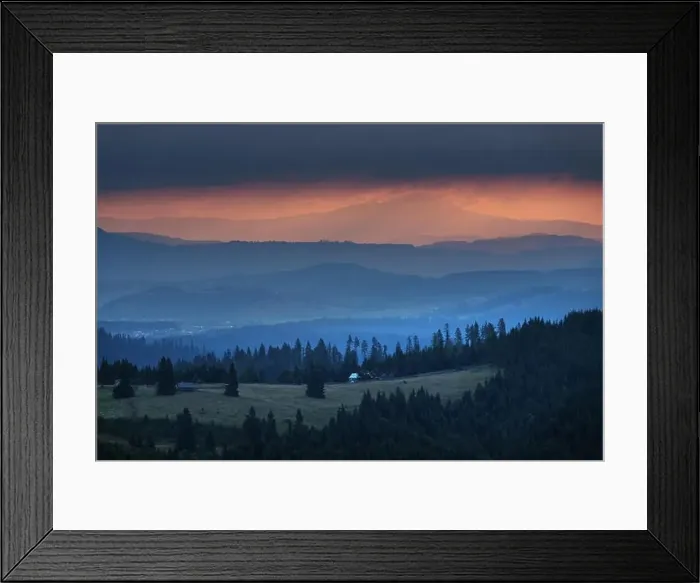 Framed Print : Summer landscape of the mountain village in Bucovina Framed Print : Summer landscape of the mountain village in Bucovina