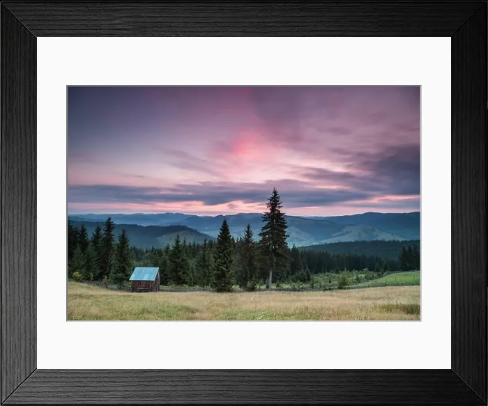Framed Print : Summer landscape of the mountain village in Bucovina Framed Print : Summer landscape of the mountain village in Bucovina