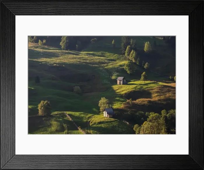 Framed Print : Summer landscape of the mountain village in Bucovina Framed Print : Summer landscape of the mountain village in Bucovina