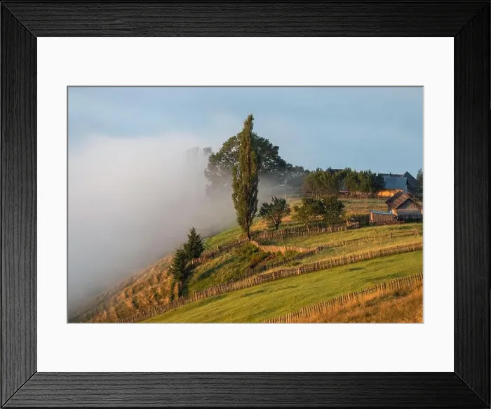 Framed Print : Summer landscape of the mountain village in Bucovina Framed Print : Summer landscape of the mountain village in Bucovina