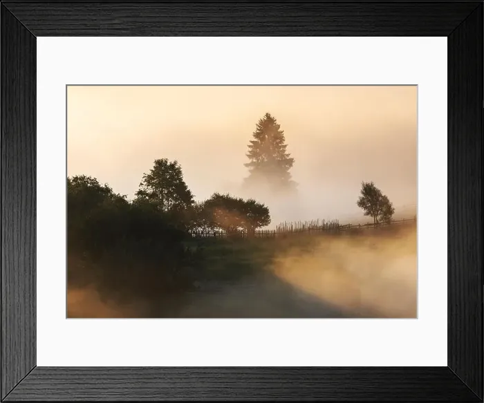 Framed Print : Summer landscape of the mountain village in Bucovina Framed Print : Summer landscape of the mountain village in Bucovina